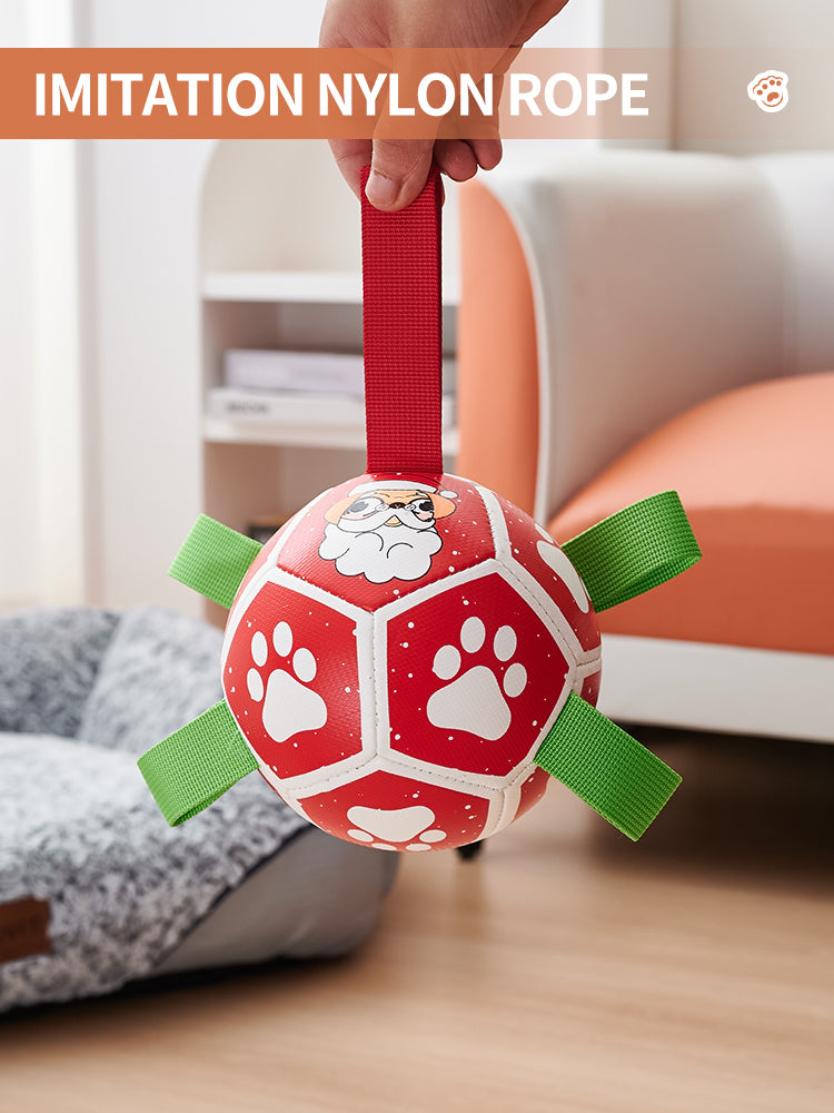 Dog Soccer Balls Toy With Sraps Halloween Christmas Gift For Pets Puppy Birthday Toy Interactive Toys For Tug Of War Water Toys